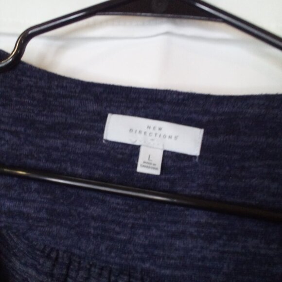 New Directions Shirt Women L Long Roll Tab Sleeve Pleated Top Button Blue - Picture 12 of 16